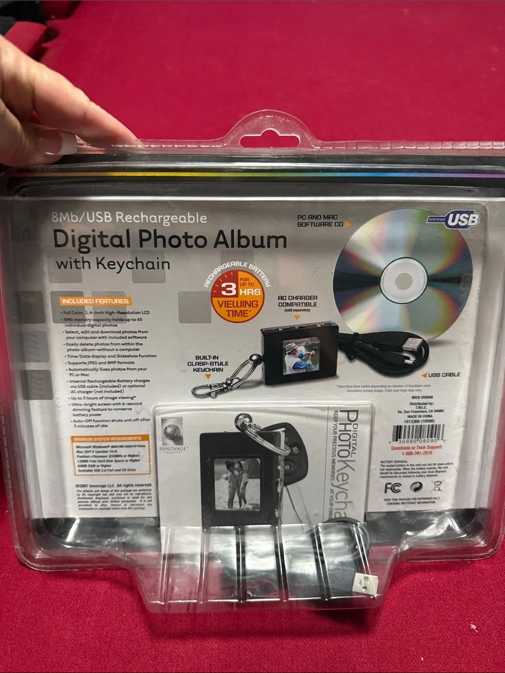 Digital Photo Album Keychain - Black